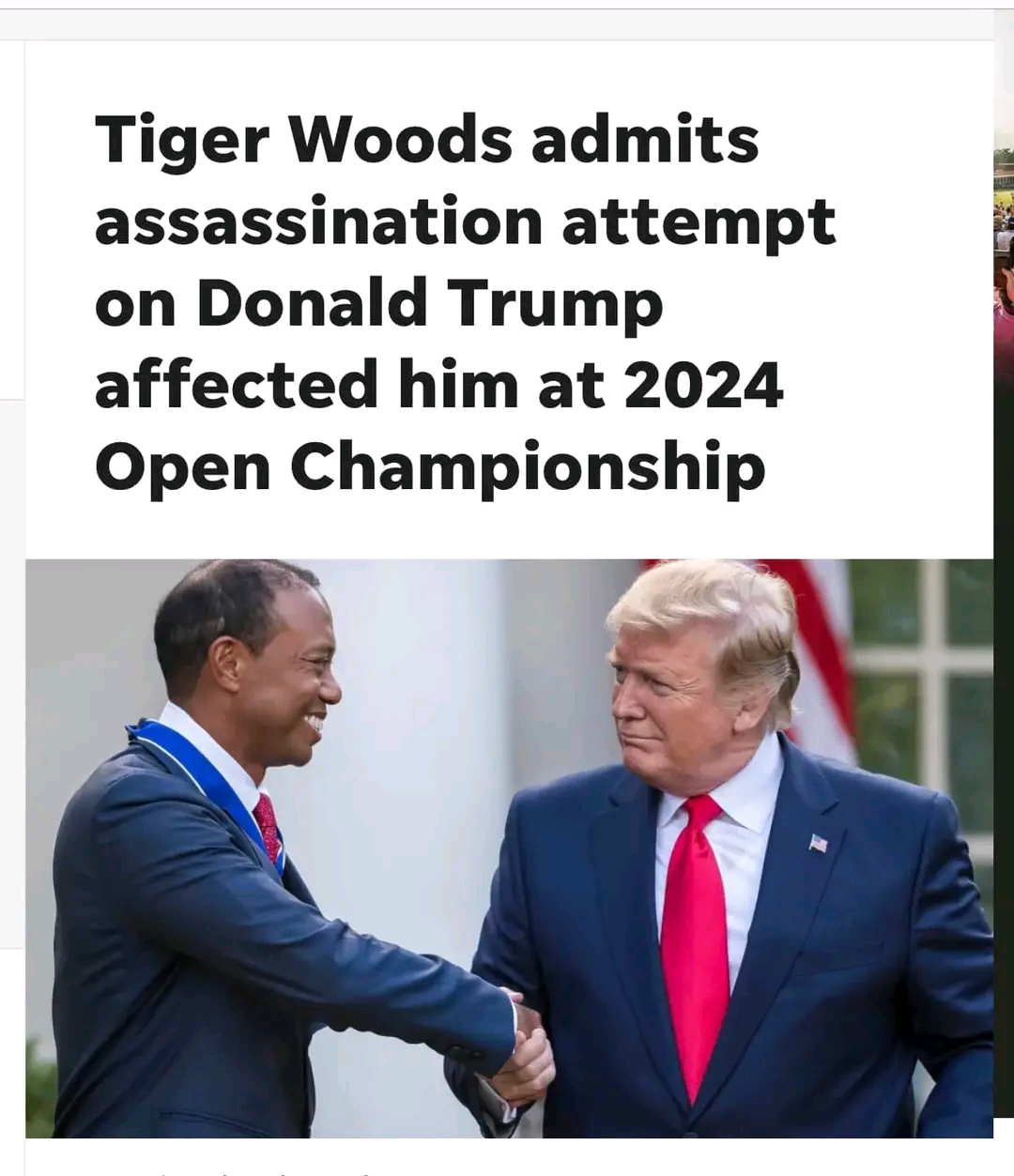 Tiger Woods sends crucial massage to President Donald J. Trump after assassination attempts